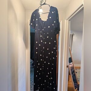 Navy Polka Dot Maxi Dress - Classic Women's Dress